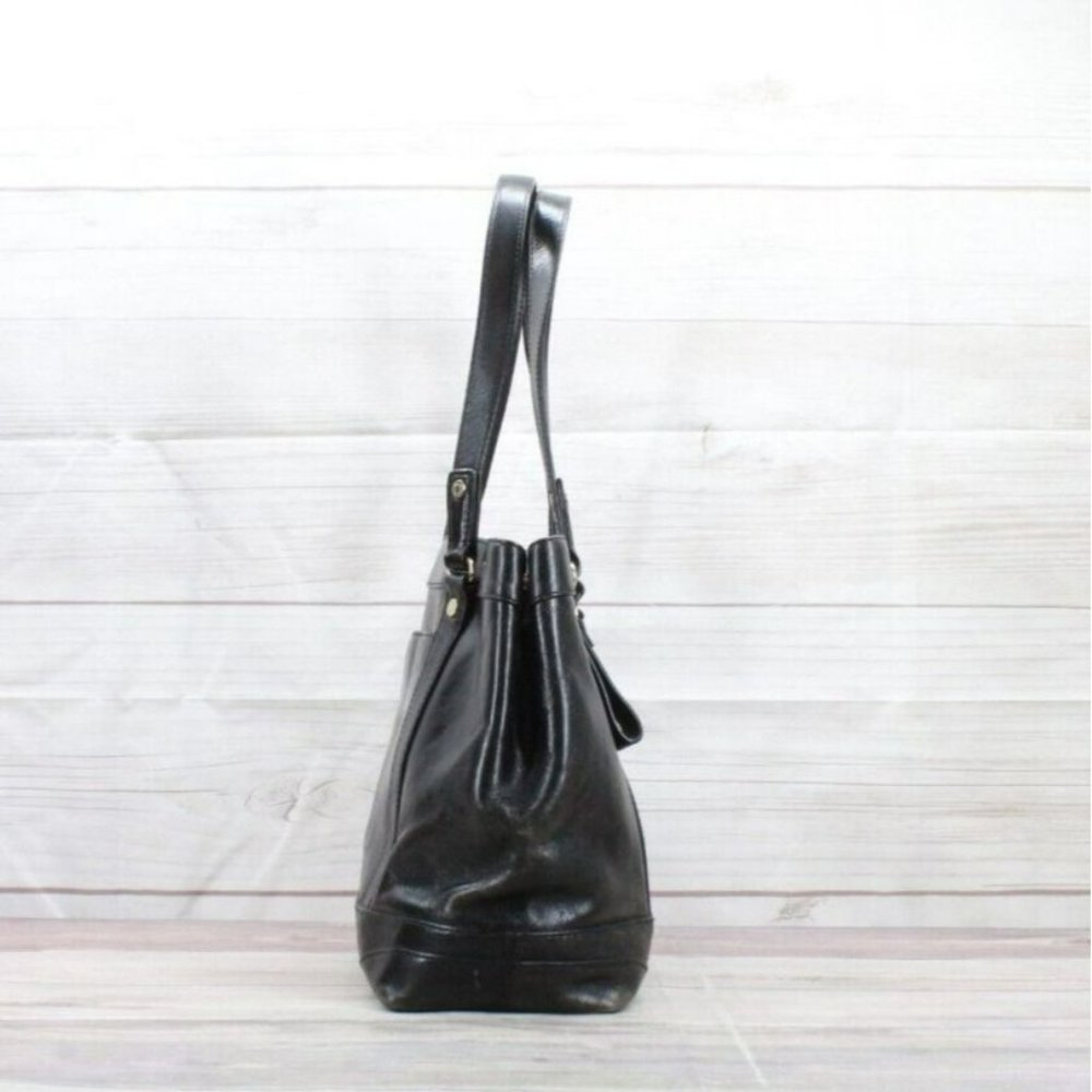 Monsac Black Leather Double Handle Studded Shoulder Purse Tote Bag - Picture 2 of 8